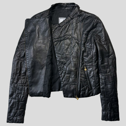 Gianni Versace 1997 Leather Puzzle Camo Biker Jacket - S | Default Title, Multicoloured