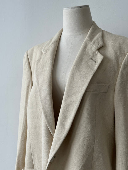 Christian Dior 1980s pure silk single-breasted blazer with classic lapels, tailored fit, and vintage elegant style.