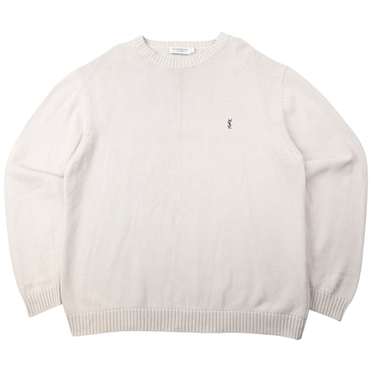 Vintage 2000s YSL Yves Saint Laurent Knit Jumper Size L | Large, Cream