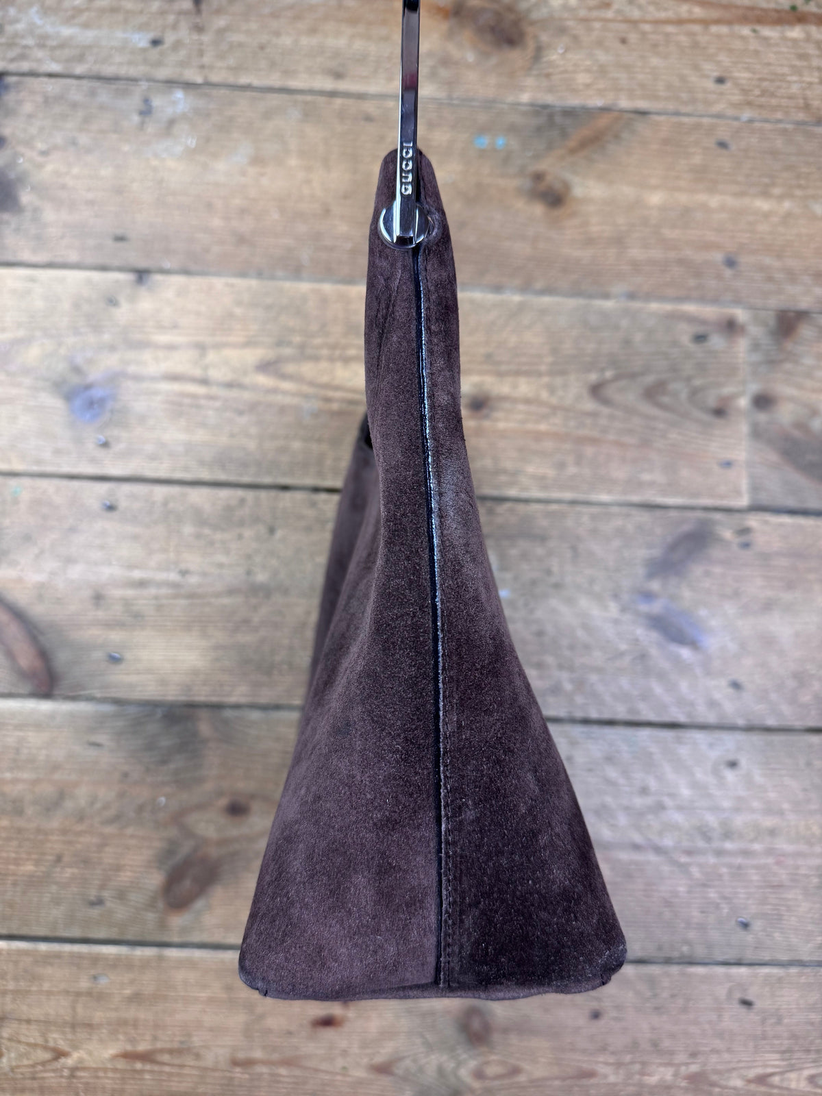FW 1997 Gucci by Tom Ford brown suede hobo bag | O/S, Brown