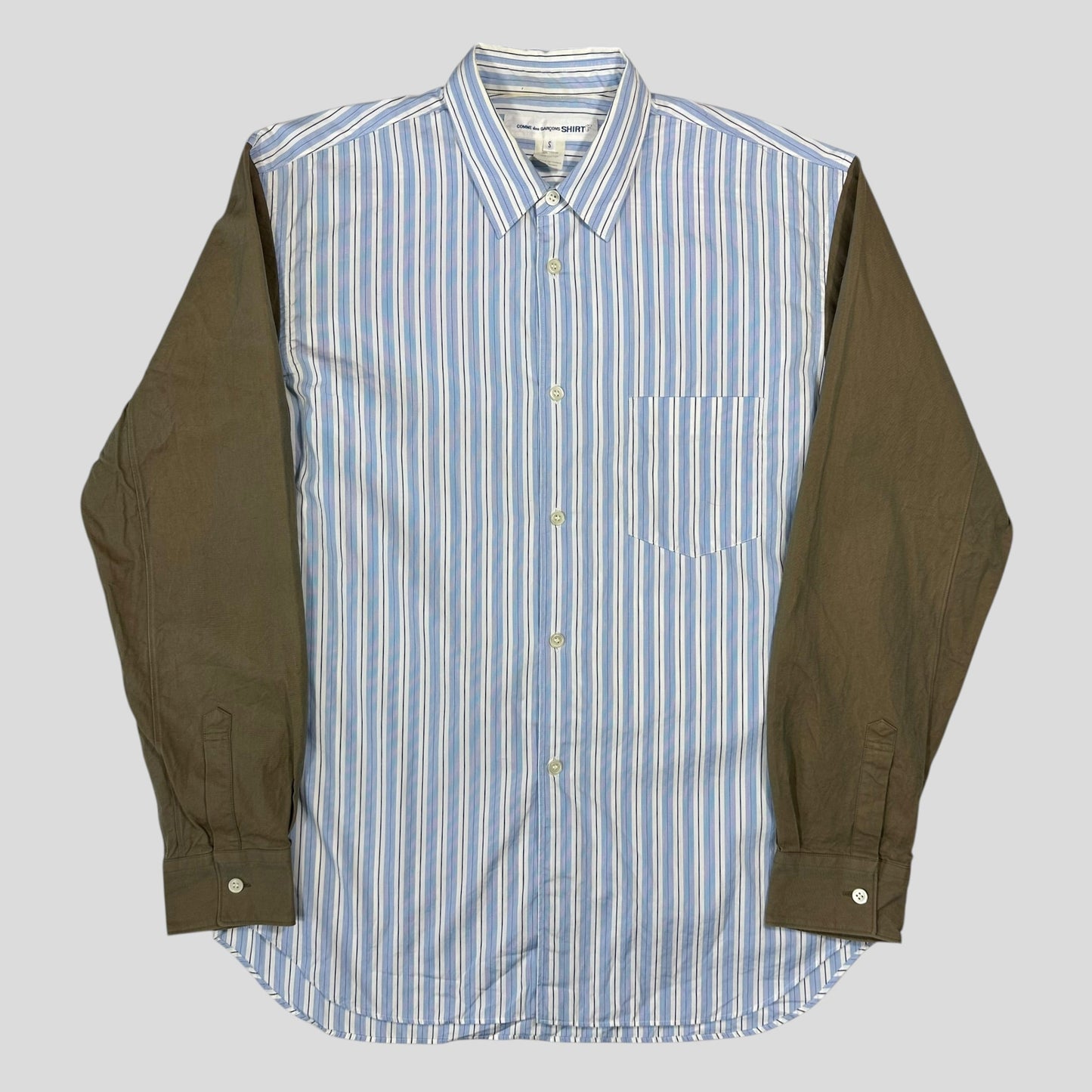 Comme Des Garçons SHIRT 00’s Bi-colour Striped Baby Blue Shirt - M | Default Title, Multicoloured
