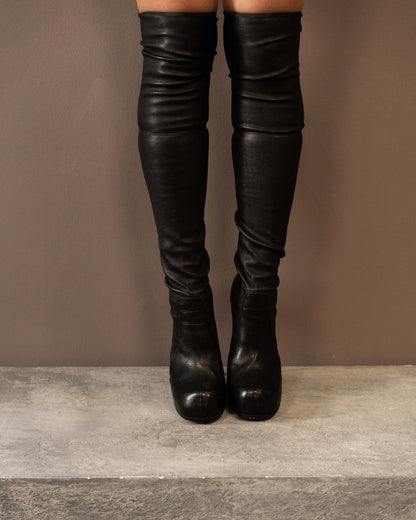 RICK OWENS STILETTO KNEE HIGH GLOVE BOOTS (EU 41)