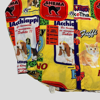 Moschino Jeans 1997 Yellow Cats and Dogs Shirt - L/XL | Default Title, Multicoloured