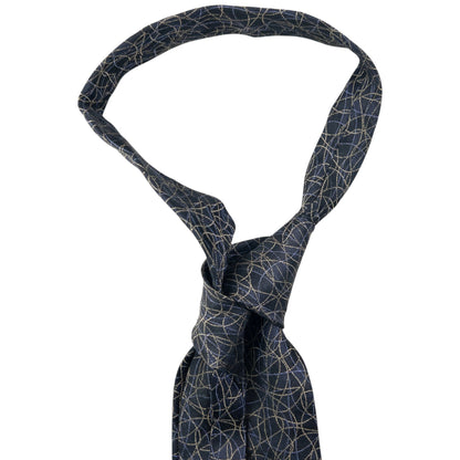 Vintage 90s Issey Miyake Pattern Silk Tie | O/S, Navy