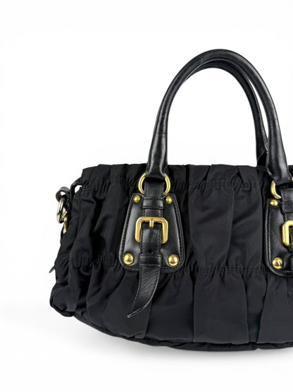 2010s Prada Nylon Tessuto Gaufre Black Handbag | O/S, Black