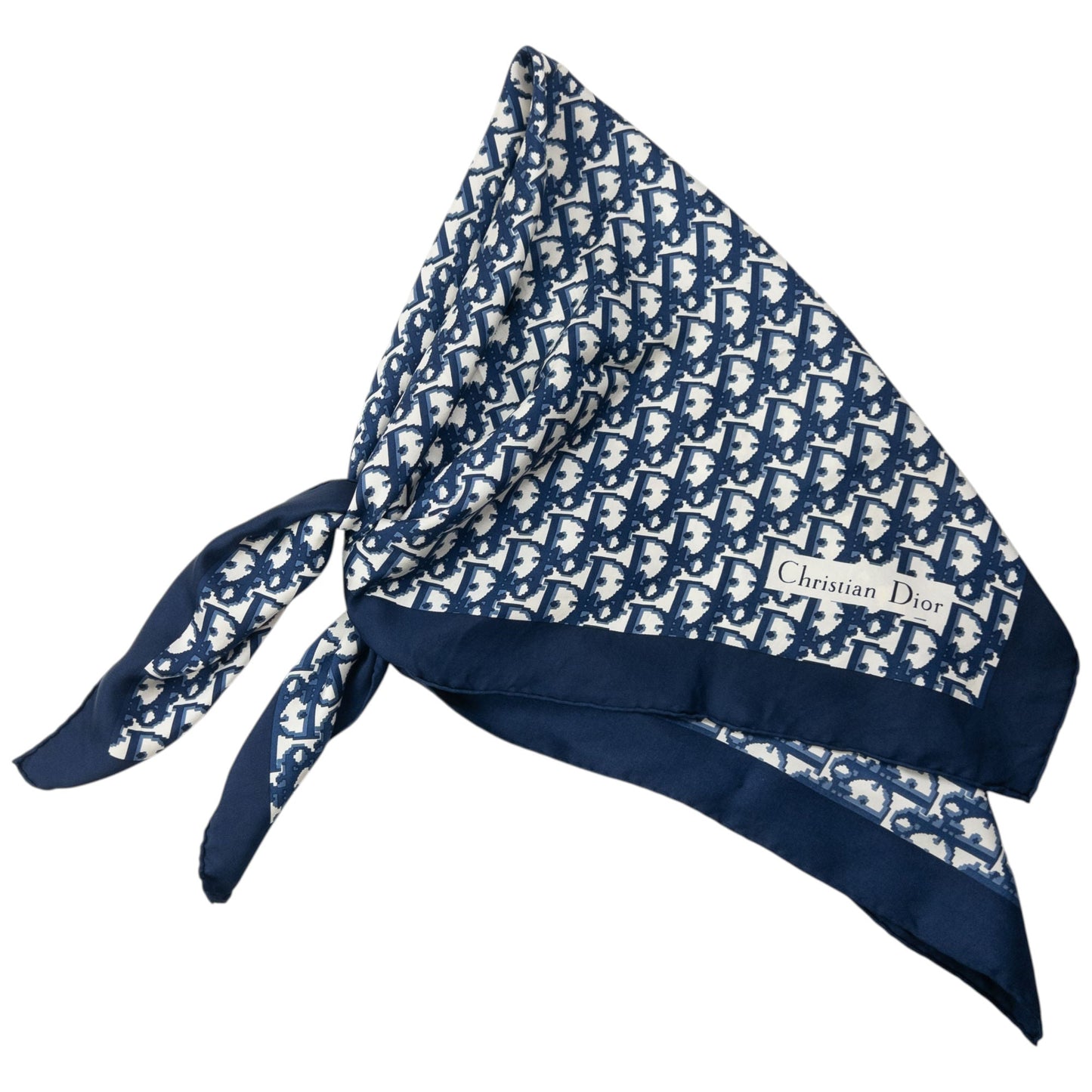 Vintage 2000s Dior Monogram Silk Scarf | O/S, Navy
