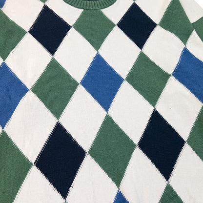Vintage 90s Burberry Argyle Pattern Jumper Size M | Medium, Green