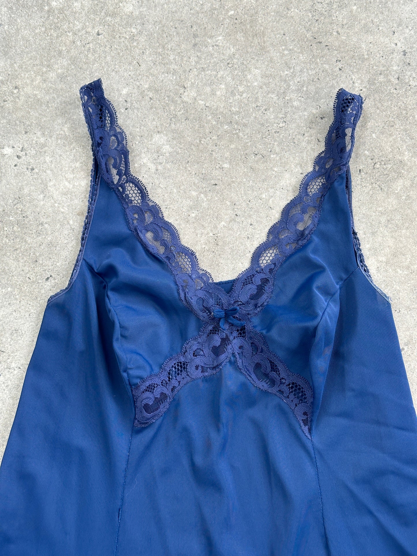 Vintage 1980s Lace Sheer Mini Slip Dress - S