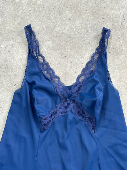 Vintage 1980s Lace Sheer Mini Slip Dress - S