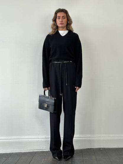 Emporio Armani 1990s Pure Wool Tuxedo Tailored Trousers - W34