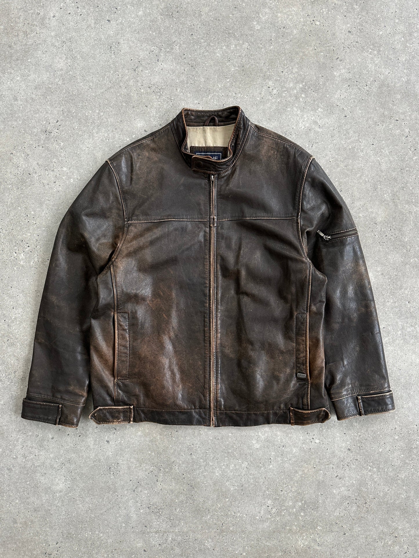 Vintage Moto Aged Leather Jacket - L