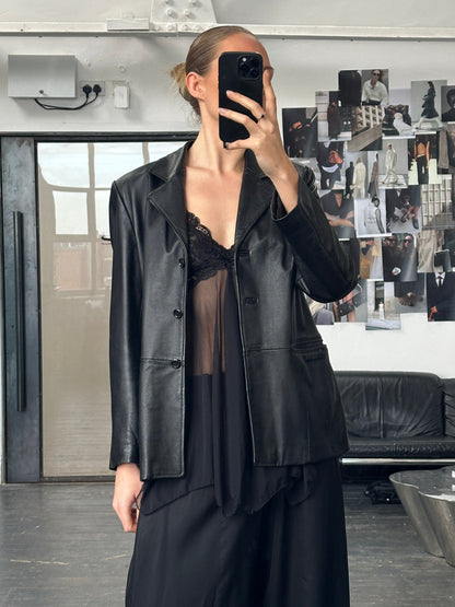 Vintage 1990s Minimal Leather Jacket - M