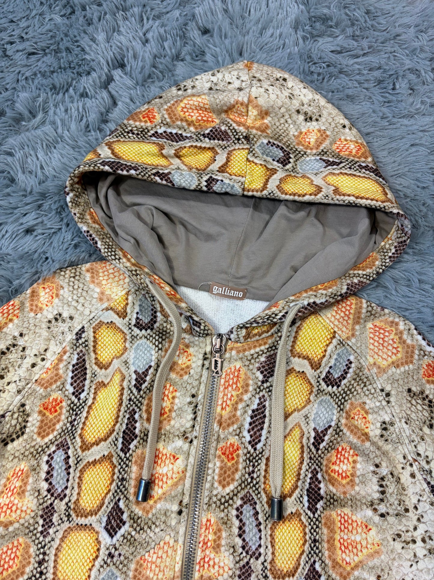 John Galliano 00’s Python Print Zip-up Boxy Hoodie - S | O/S, Multicolour