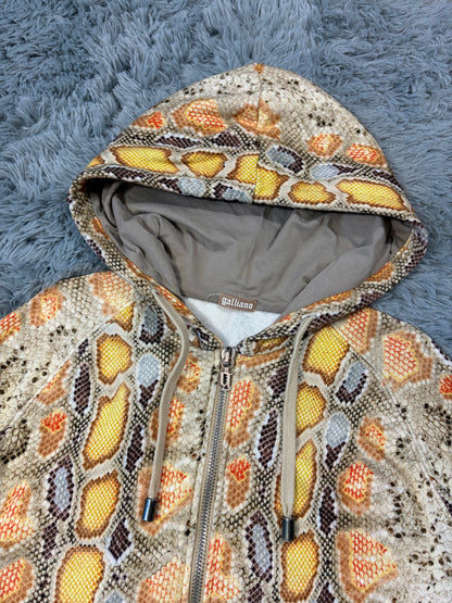 John Galliano 00’s Python Print Zip-up Boxy Hoodie - S | O/S, Multicolour