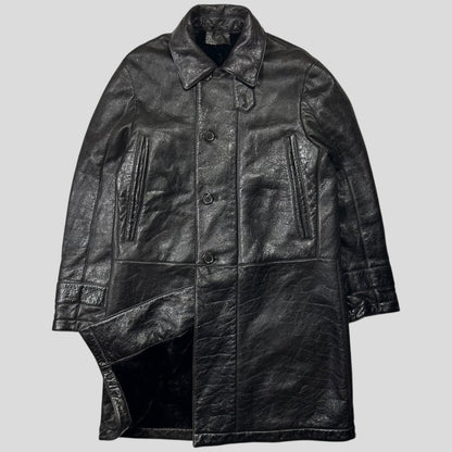 Prada Milano 00’s Leather Sheepskin Fur Full Lined Long Coat - IT50 (L/XL)