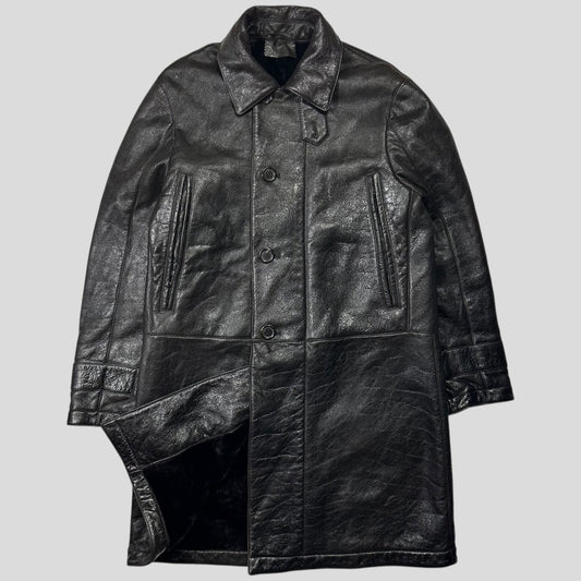 Prada Milano 00’s Leather Sheepskin Fur Full Lined Long Coat - IT50 (L/XL)