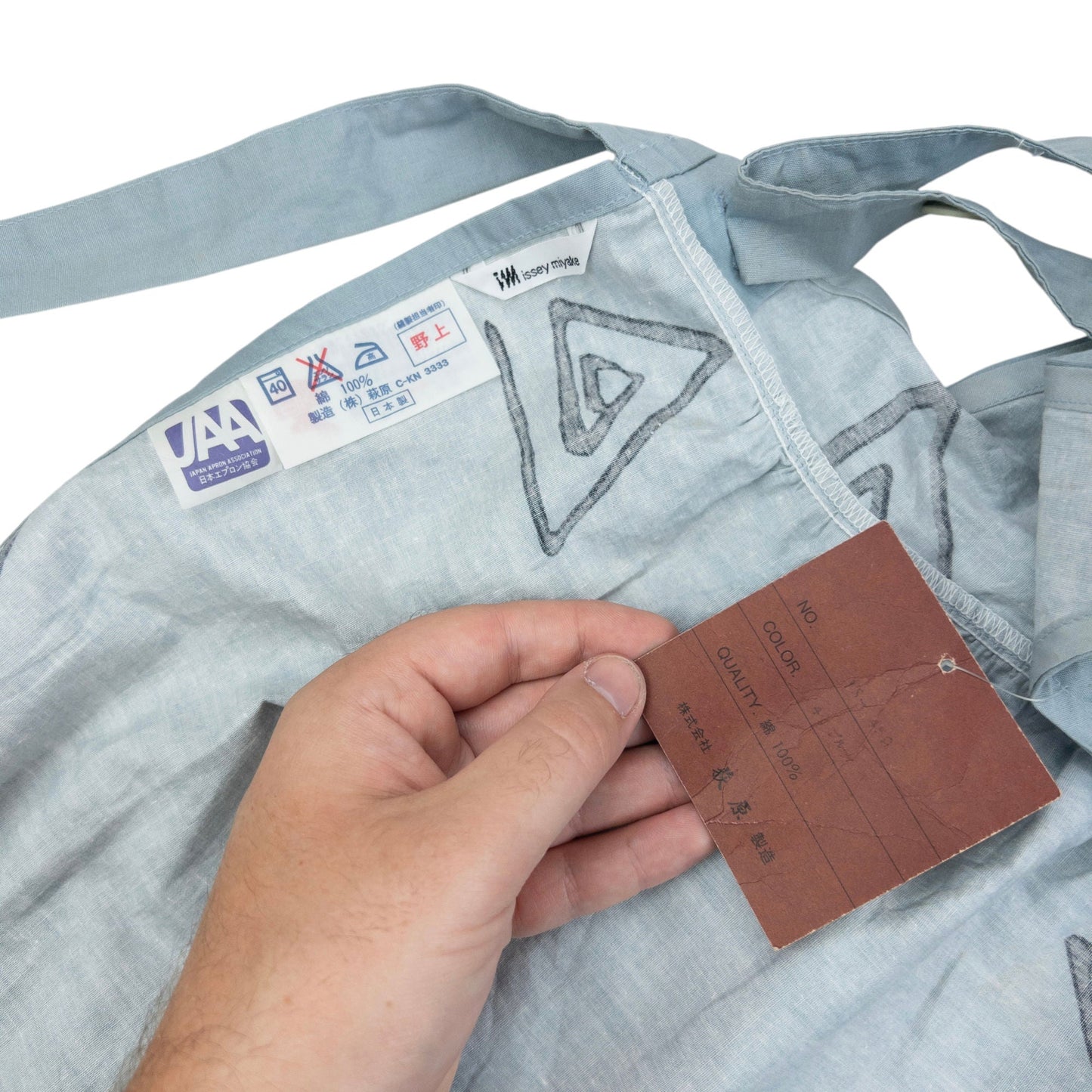 Vintage 90s Issey Miyake Triangle Print Tie Back Apron | O/S, Black