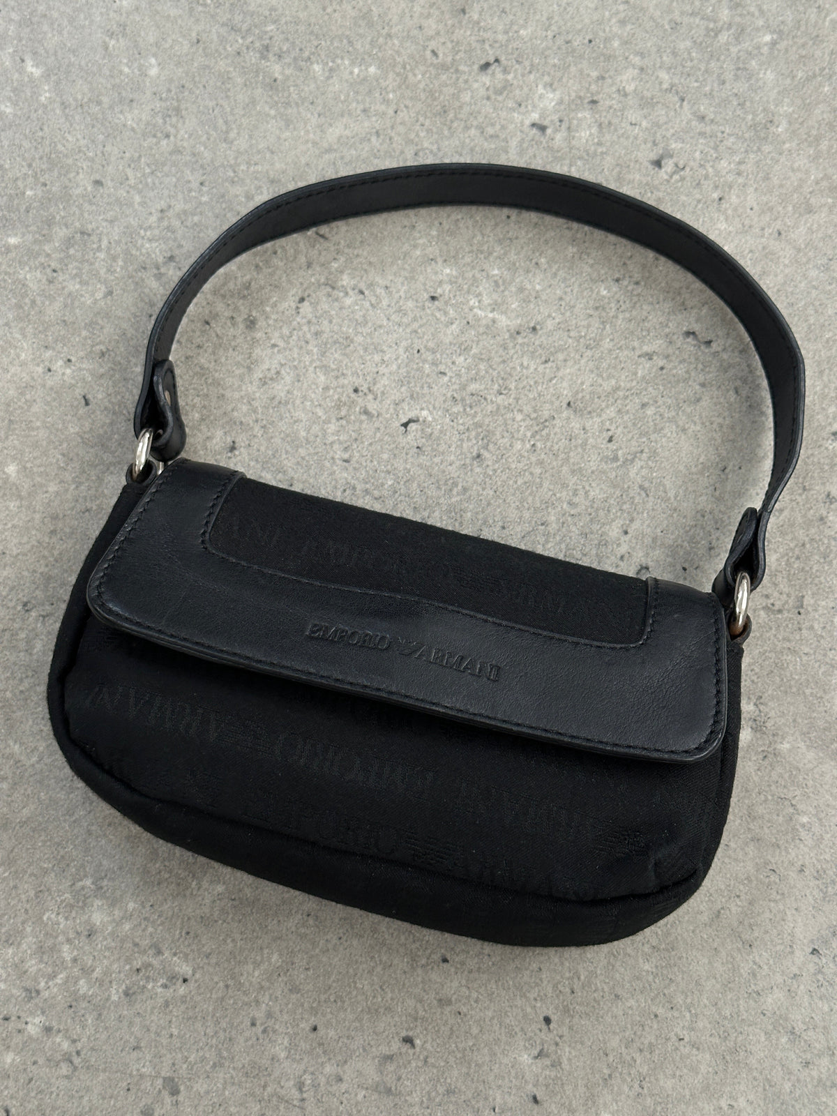 Emporio Armani 1990s Leather Monogram Mini Shoulder Bag