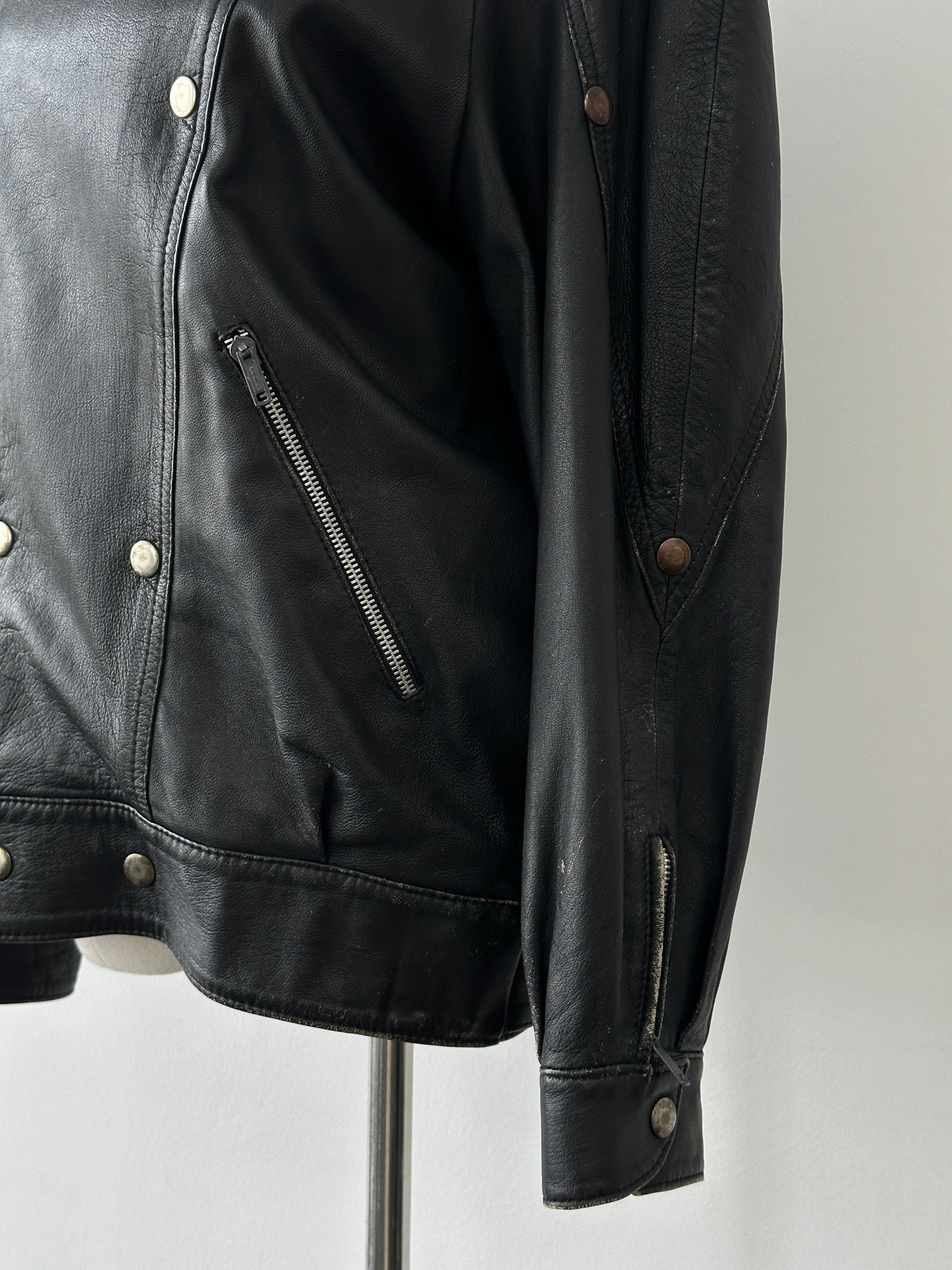 Vintage 1990s Double Breasted Leather Jacket - M