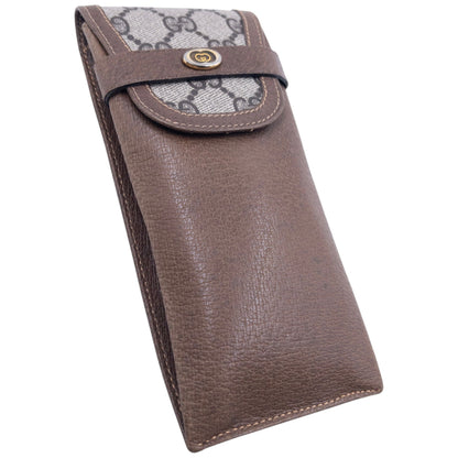 Vintage Gucci Monogram Leather Glasses Sleeve Case | O/S, Brown