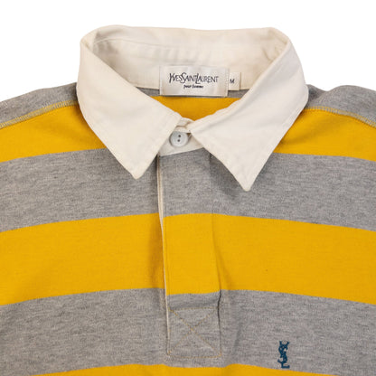 Vintage 2000s YSL Yves Saint Laurent Striped Long Sleeve Polo Shirt Size M | Medium, Multicoloured