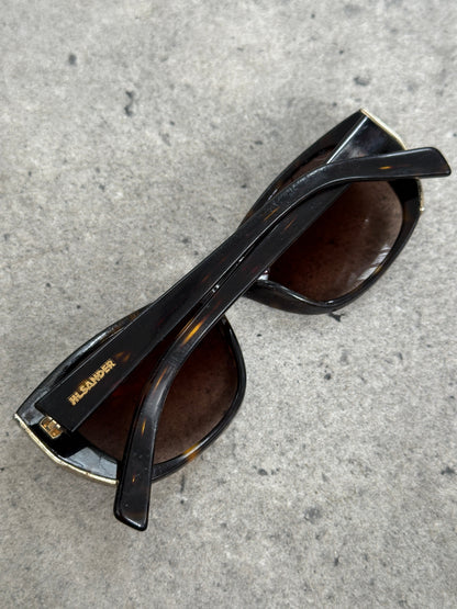 Jil Sander 2000s Tortoiseshell Rectangular Logo Sunglasses