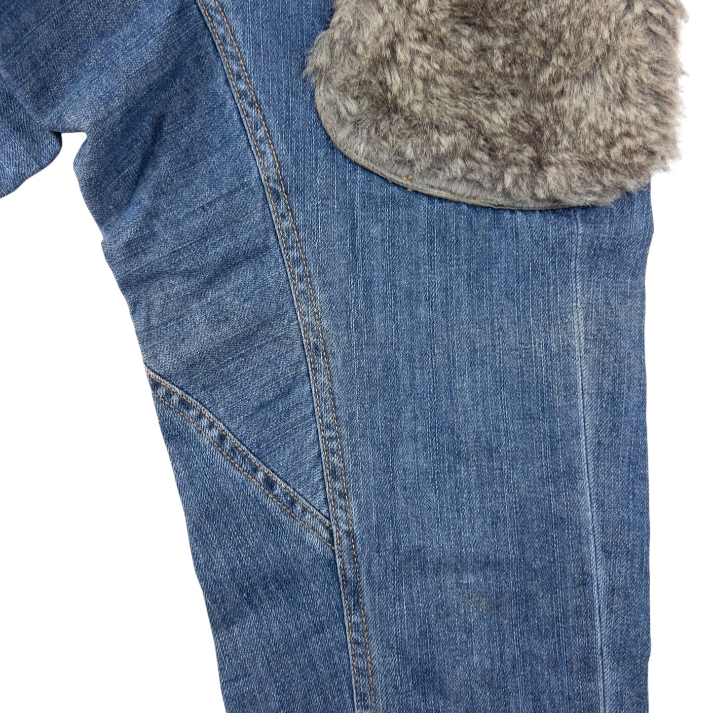 Vintage Ne-Net By Issey Miyake Fur Patch Denim Jeans Size W27