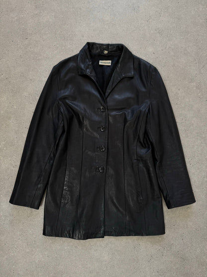 British Vintage 1990s Fitted Leather Jacket - S