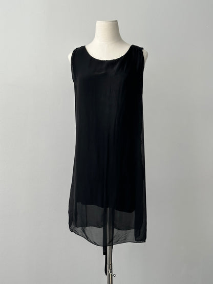 Italian Vintage 1990s Pure Silk Sleeveless Belted Dress - M