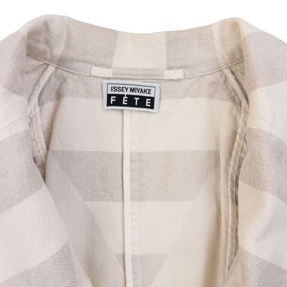Vintage 90s Issey Miyake Fete Striped Jacket Womens Size M | Medium, Cream