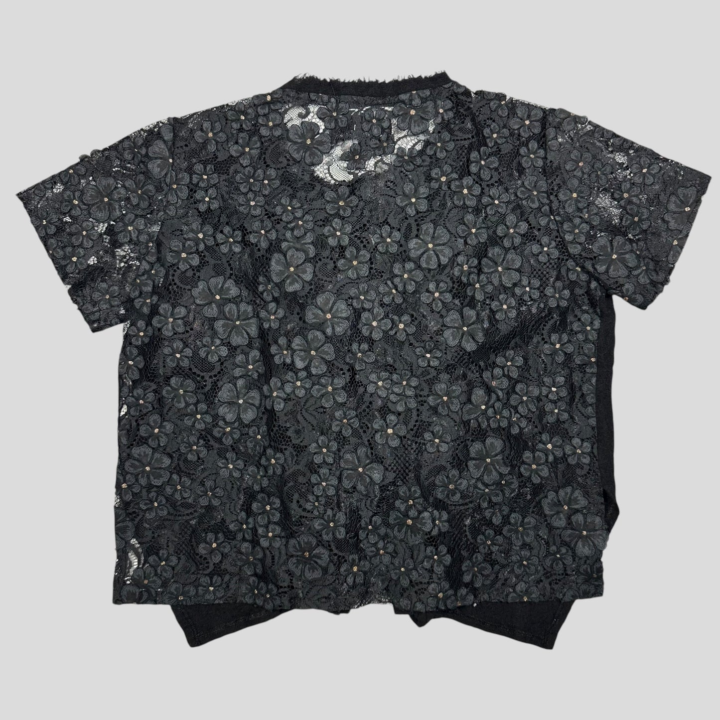 Comme Des Garçons 00’s Ruffled Sheer Panelled Floral Gothic Top - M