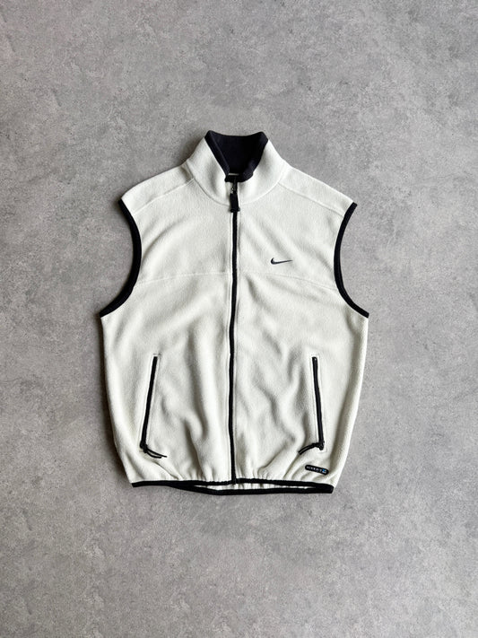 nike acg 1998 technical fleece vest jacket in cream, front view
