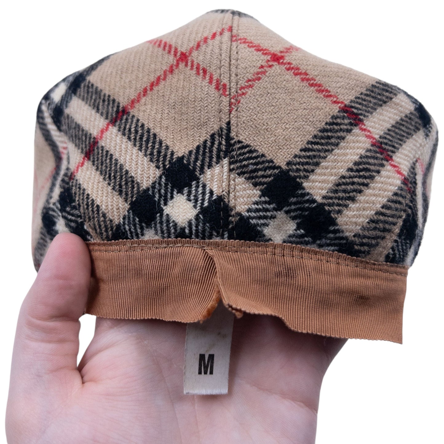 Vintage 80s Burberry Nova Check Wool Flat-Cap Hat Size M