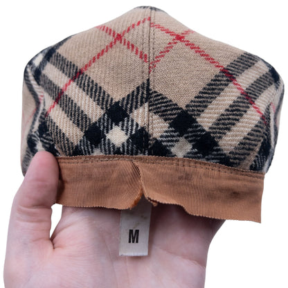 Vintage 80s Burberry Nova Check Wool Flat-Cap Hat Size M