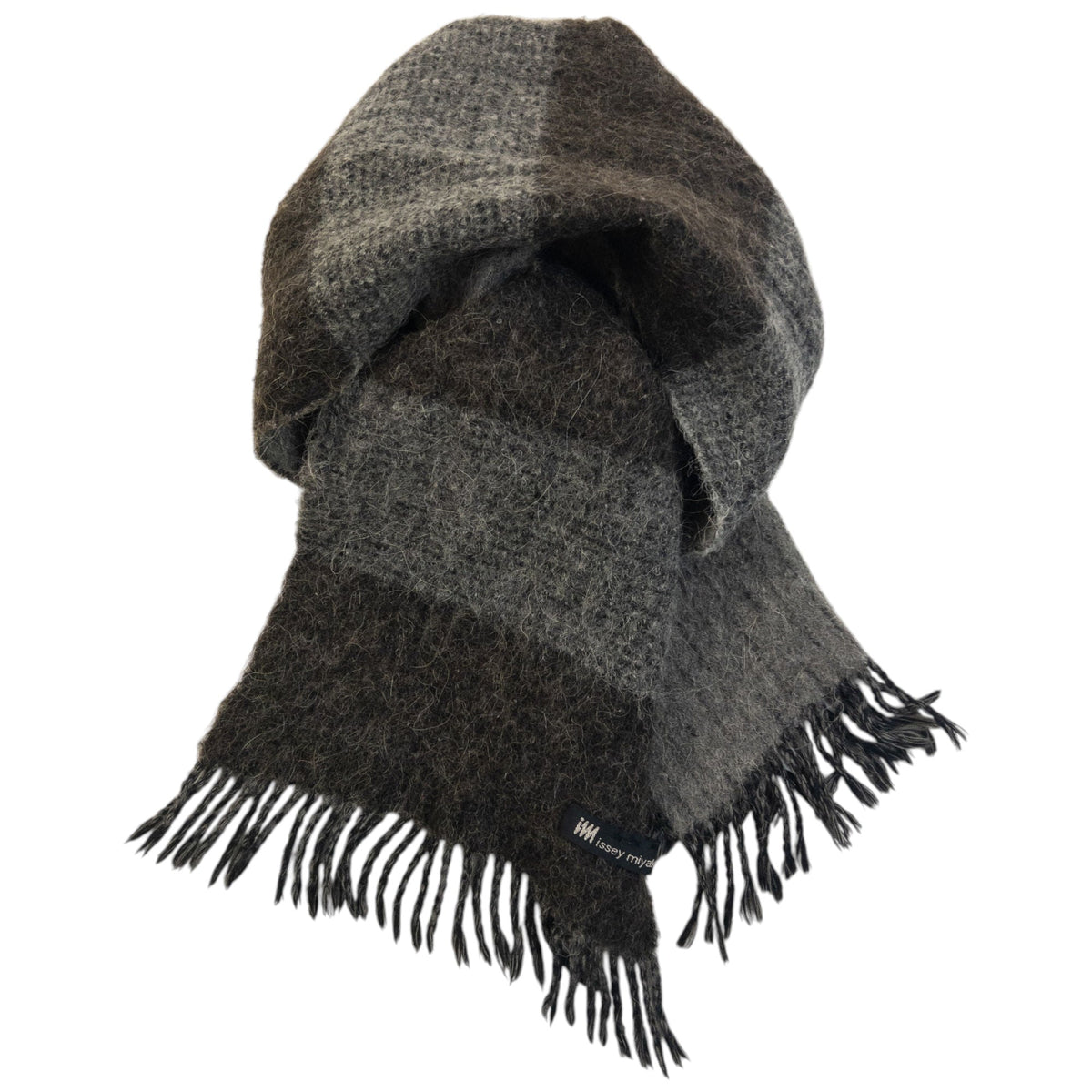 Vintage 2000s Issey Miyake Striped Wool Tassel Scarf | O/S, Brown