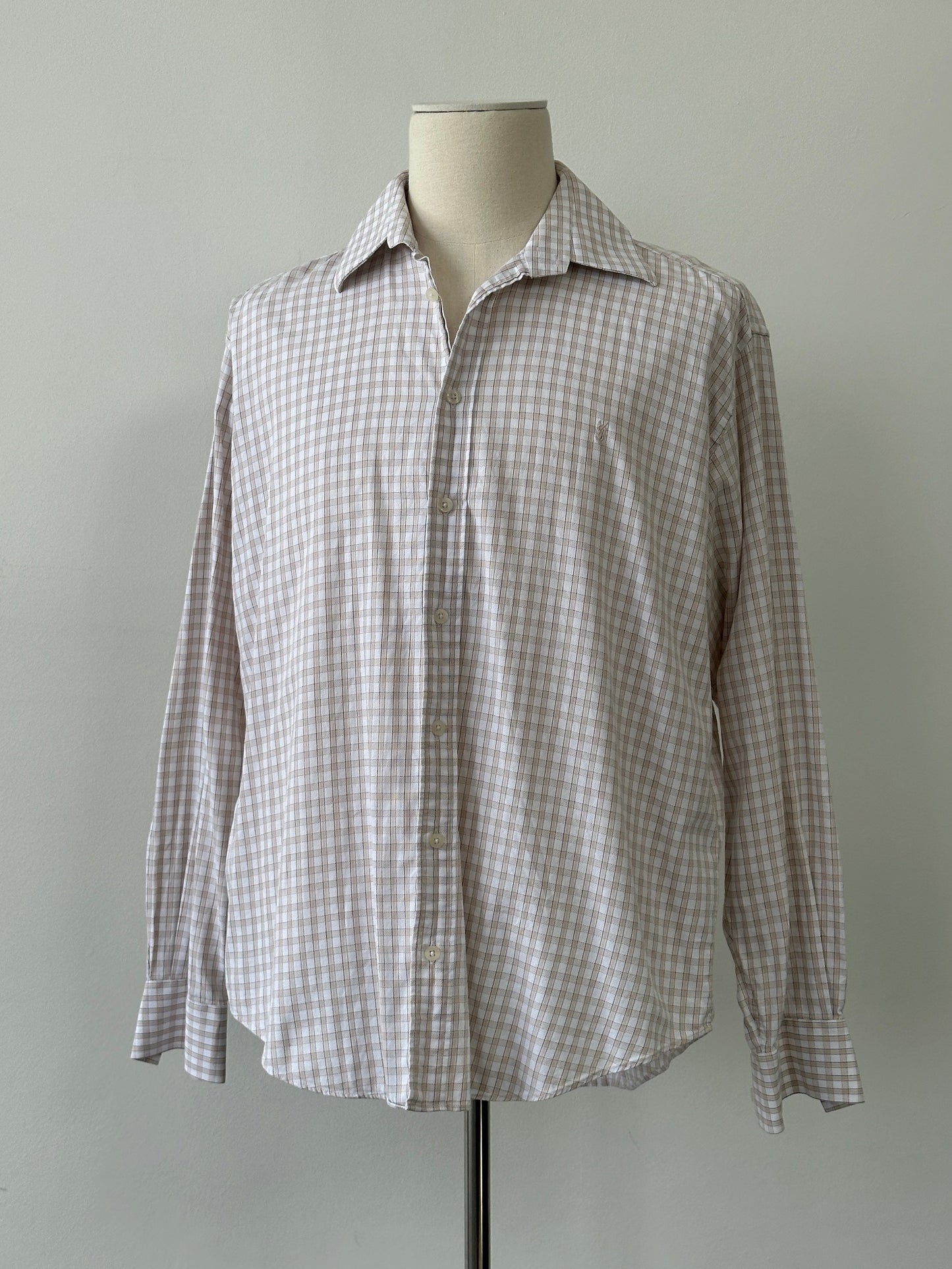 Yves Saint Laurent Pour Homme 2000s Pure Cotton Check Shirt - XL