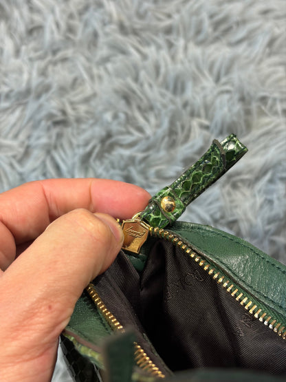 Dolce & Gabbana 00’s Python Skin Green Leather Shoulder Bag | O/S, Gold