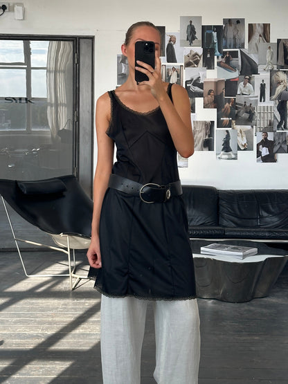 Vintage 1990s Lace Mini Slip Dress - M