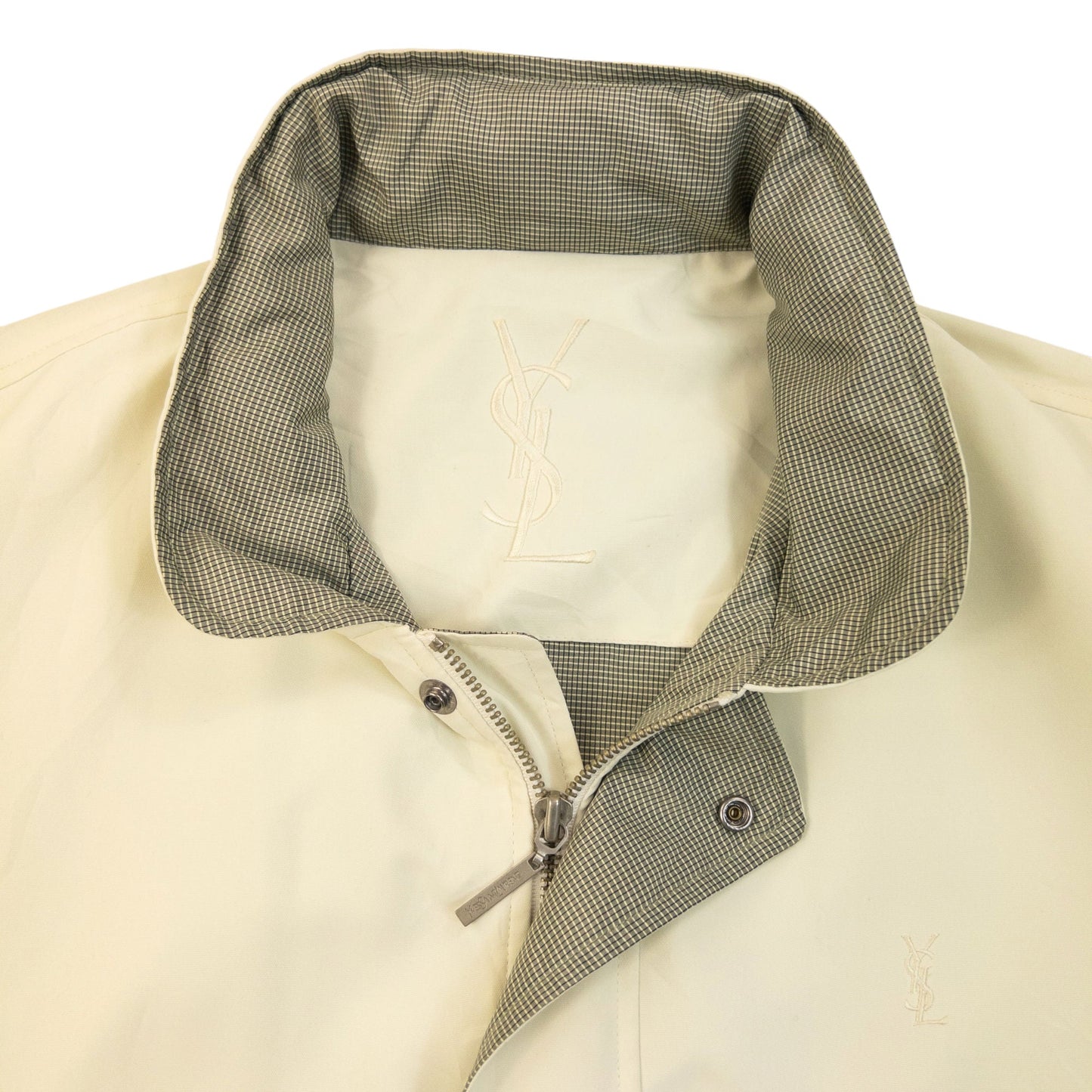 Vintage 90s YSL Yves Saint Laurent Harrington Jacket Size M | Medium, Cream