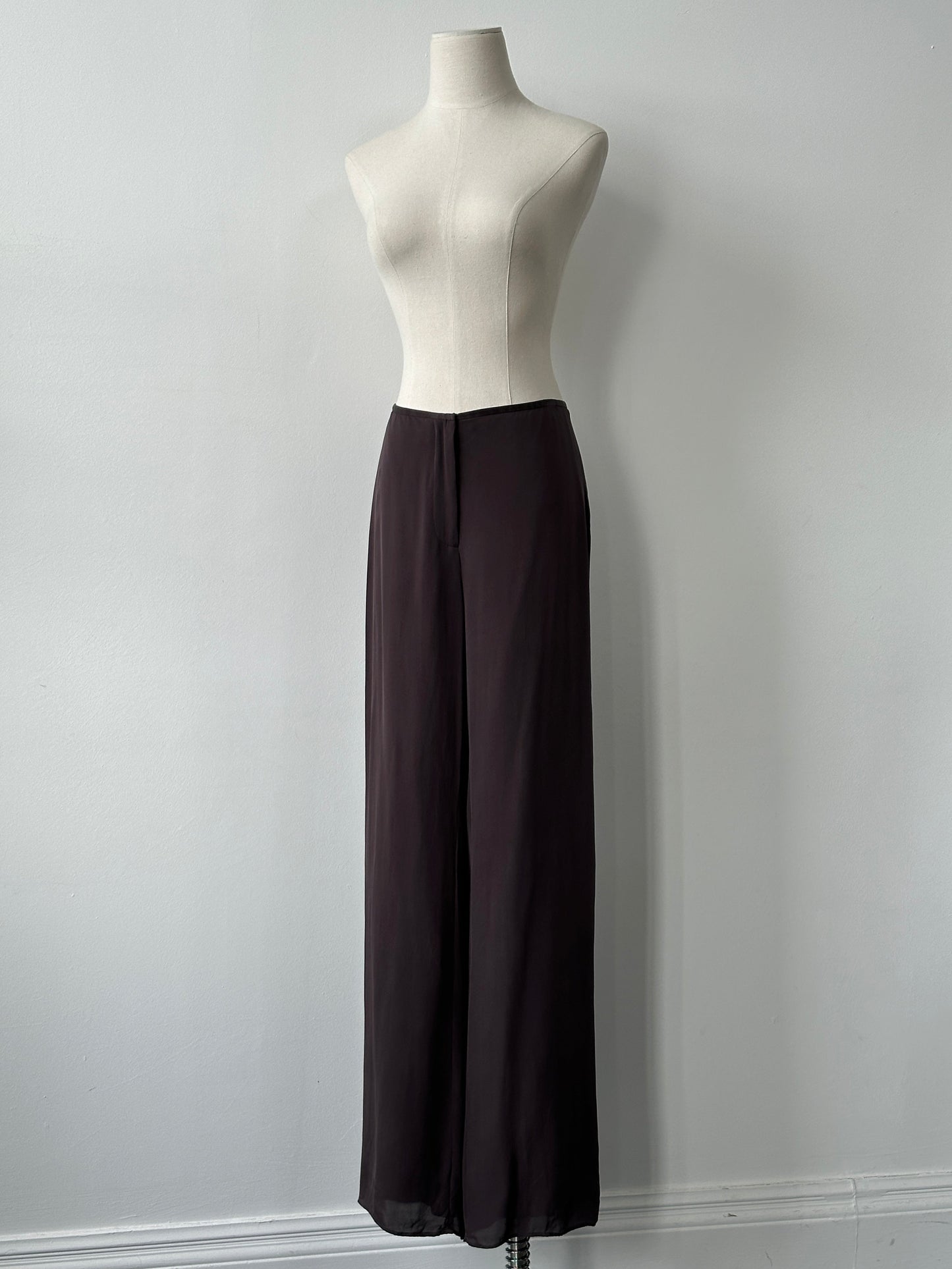 Vintage 2000s Pure Silk Wide Leg Trousers - W28