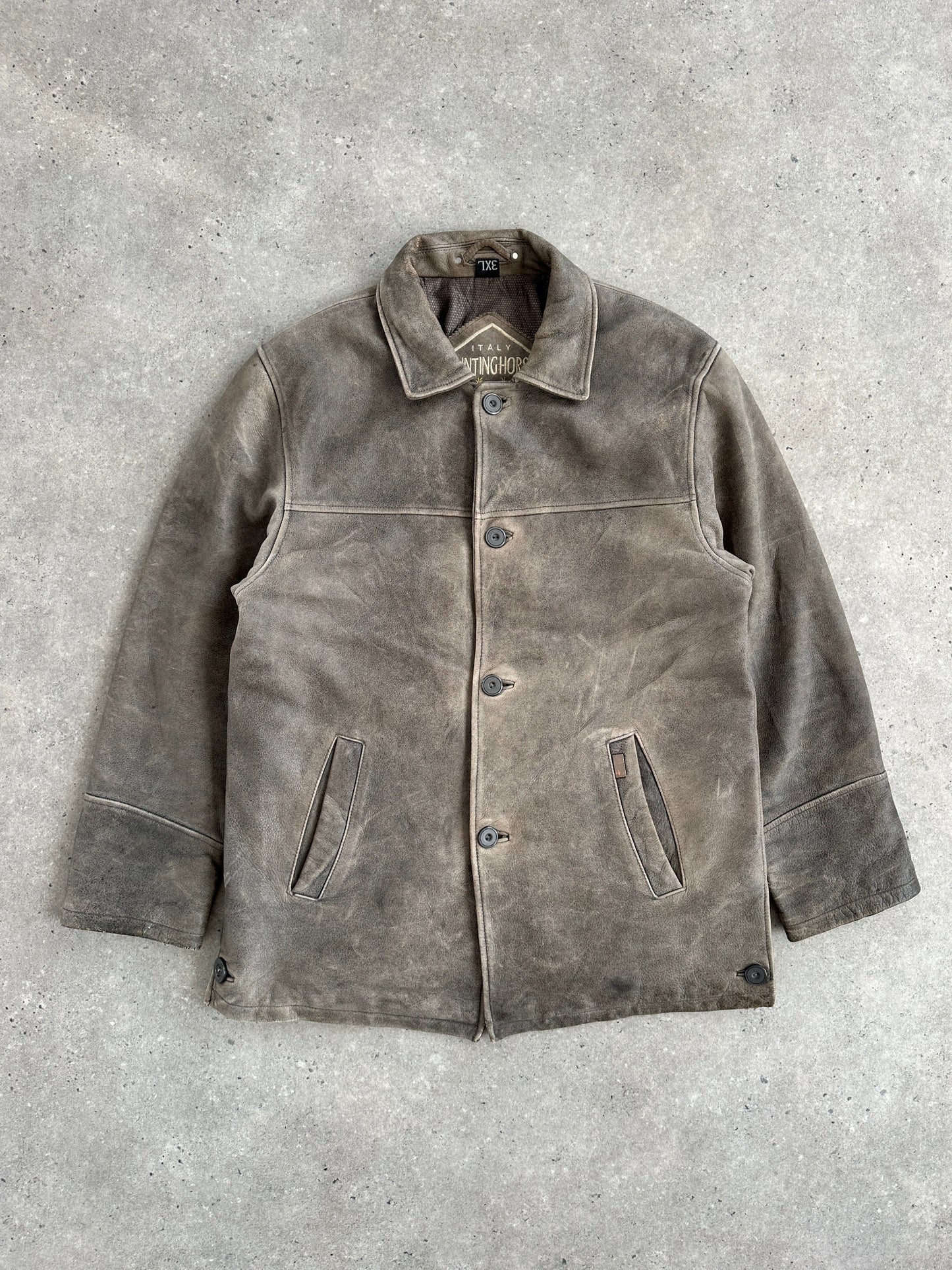 Italian Vintage 1990s Aged Leather Jacket - XL