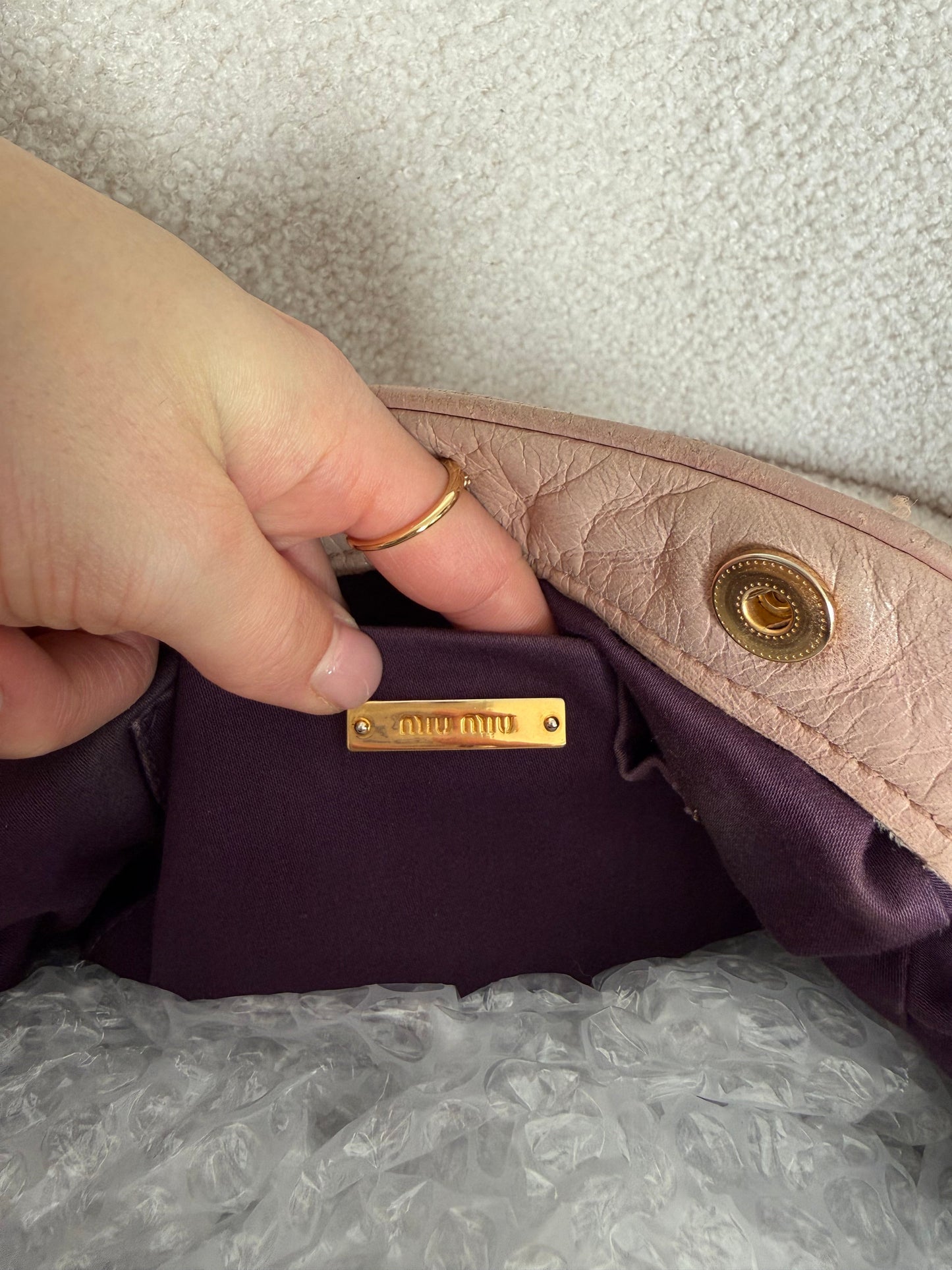 2010s Miu Miu Vitello Shine 2Way Charm Handbag | O/S, Gold