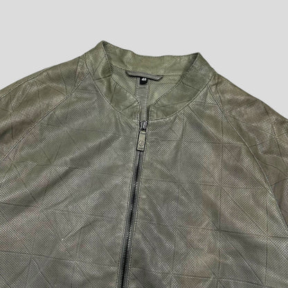 Giorgio Armani 2010 Perforated Leather Grid Bomber Jacket - IT48 (M) | Grey