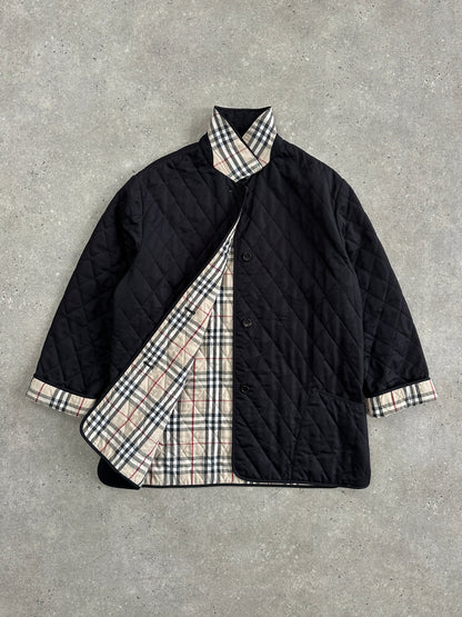 Burberry London 2000s Quilted Nylon Single Breasted Coat - L
