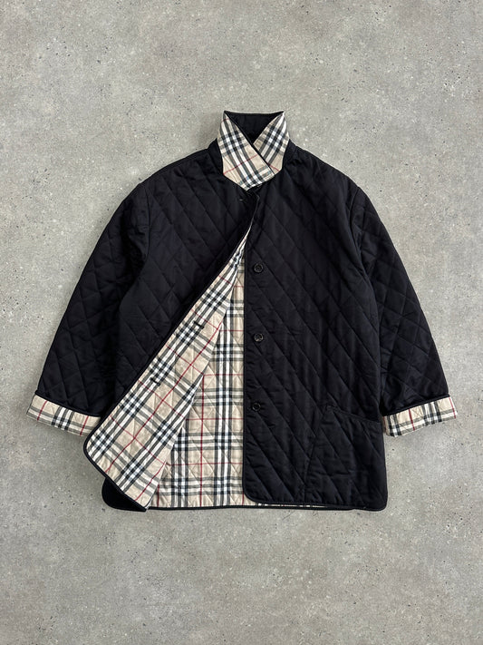 Burberry London 2000s Quilted Nylon Single Breasted Coat - L