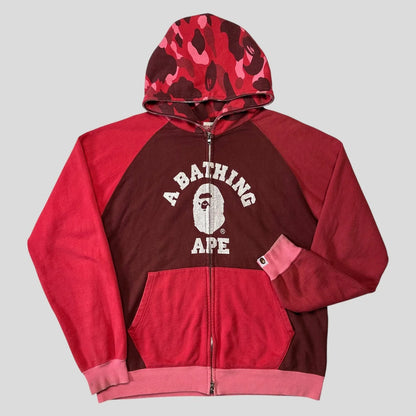 Bape OG 2005 Red Camo Spellout Full Zip Hoodie - L/XL