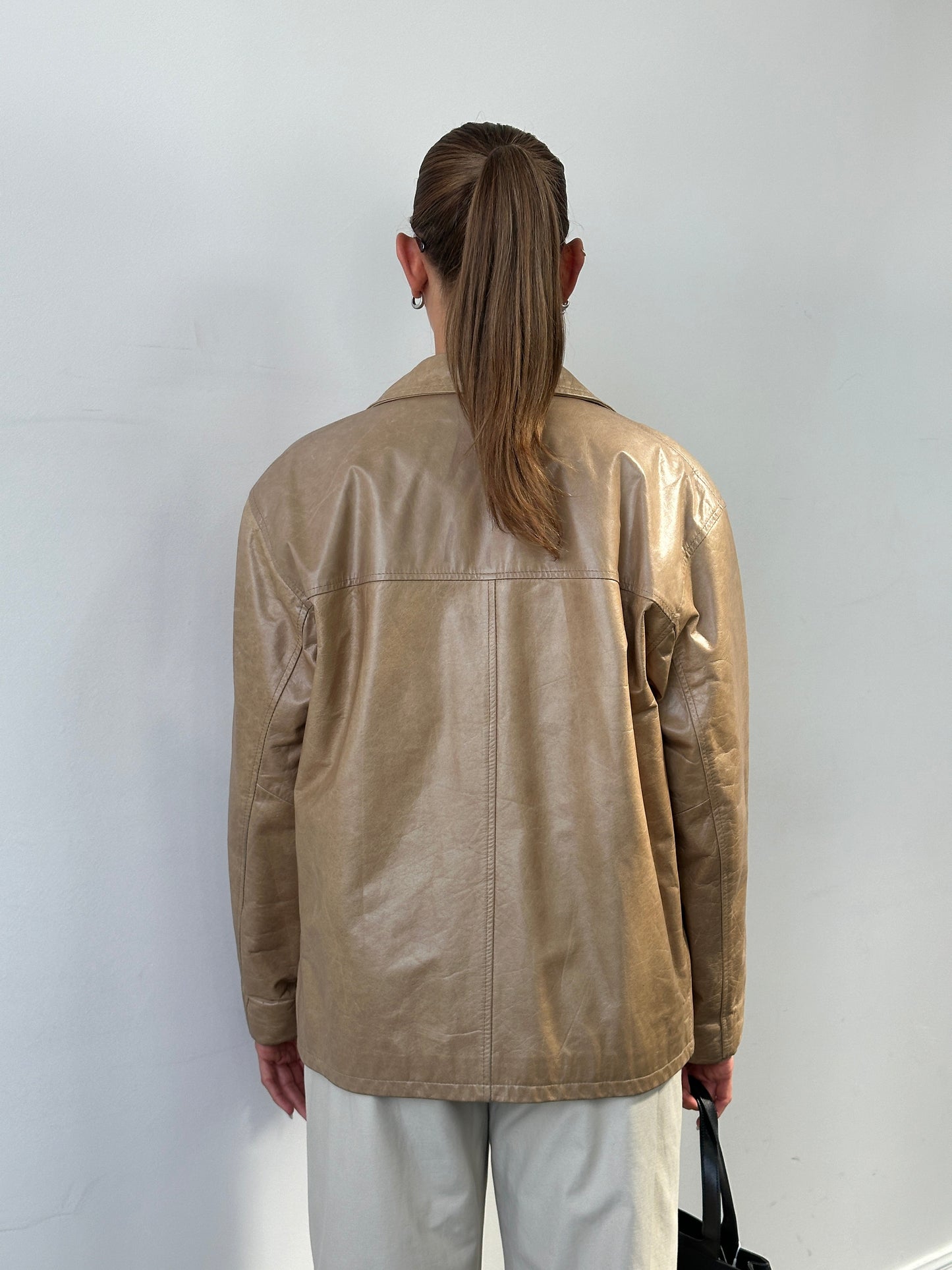 Italian Vintage Minimal Leather Jacket - L