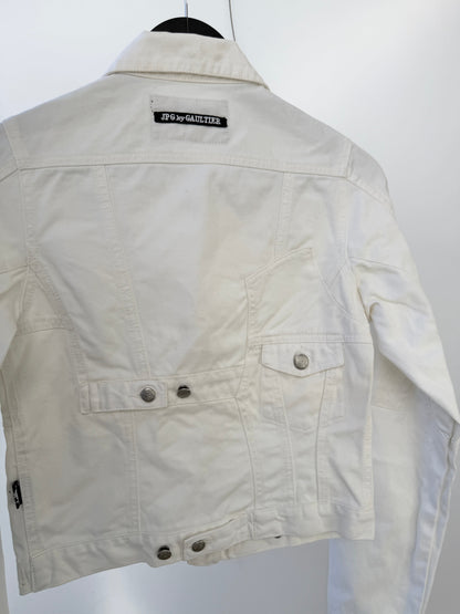 Jean Paul Gaultier  Asymmetrical Denim Jacket | Small, White