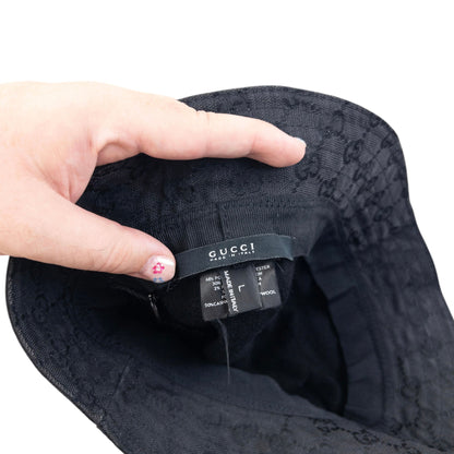 Vintage 2000s Gucci Monogram Bucket Hat Size L | O/S, Black