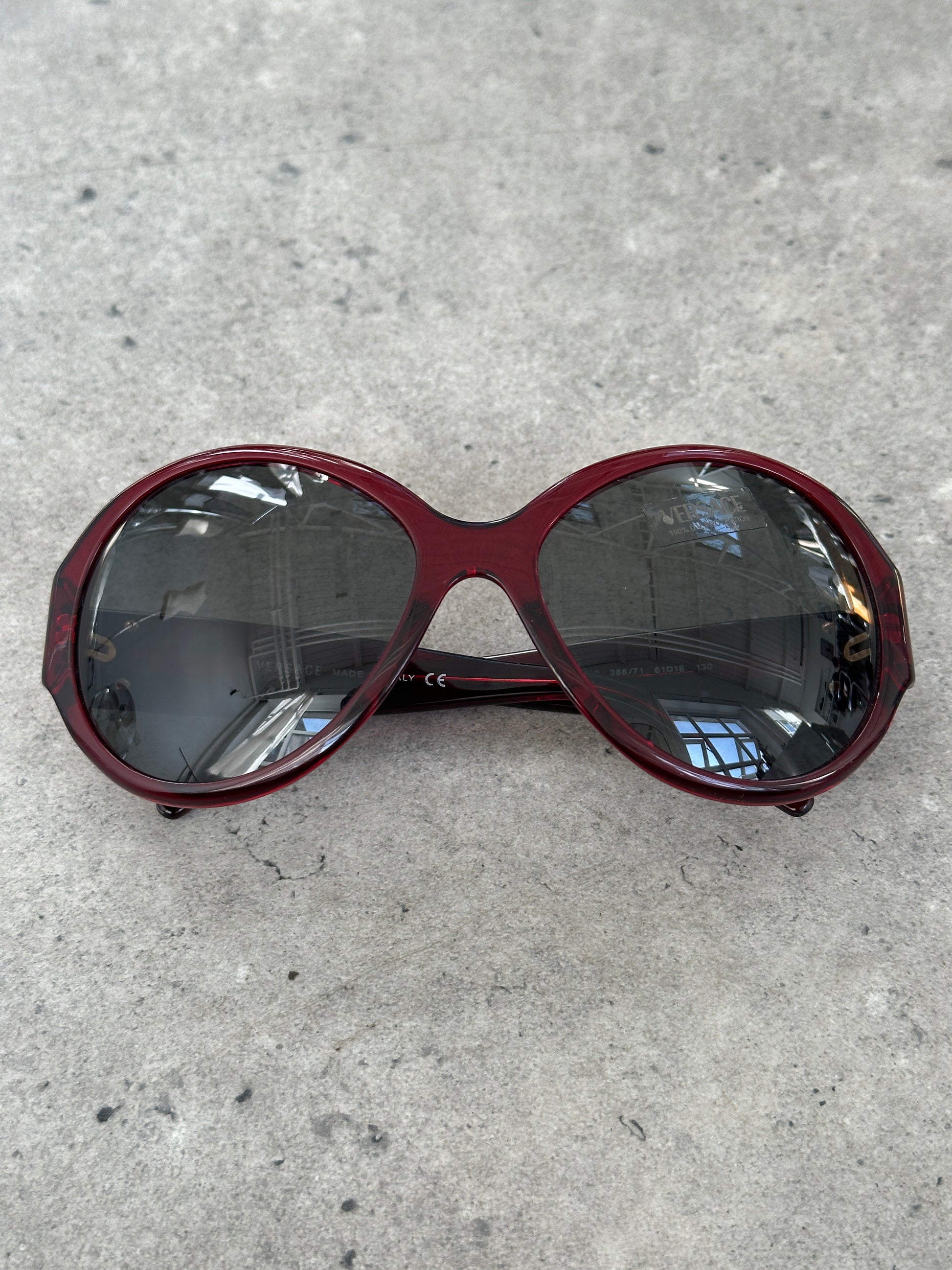 Versace 1990s Oversized Round Medusa Logo Sunglasses